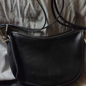 Late 1970s Coach Crossbody Black Leather Purse